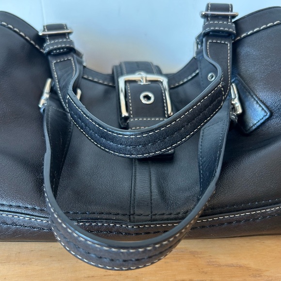 Coach Leather Carry All Satchel Shoulder Bag Black F12602 - Picture 10 of 10